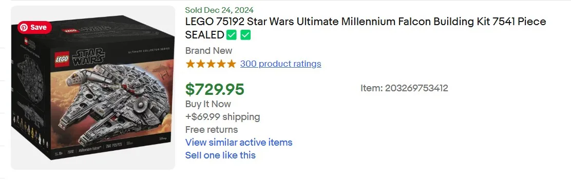value of the Millennium Falcon Set 75192